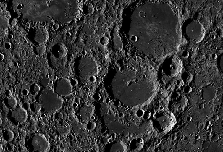 <span class="caption">800km wide view of the lunar far side, almost centred on the 180km diameter Von Karman crater.</span> <span class="attribution"><span class="source">NASA/LROC Quickmap</span></span>