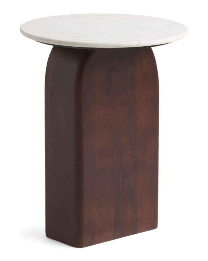 Marble Wood Modern Side Table