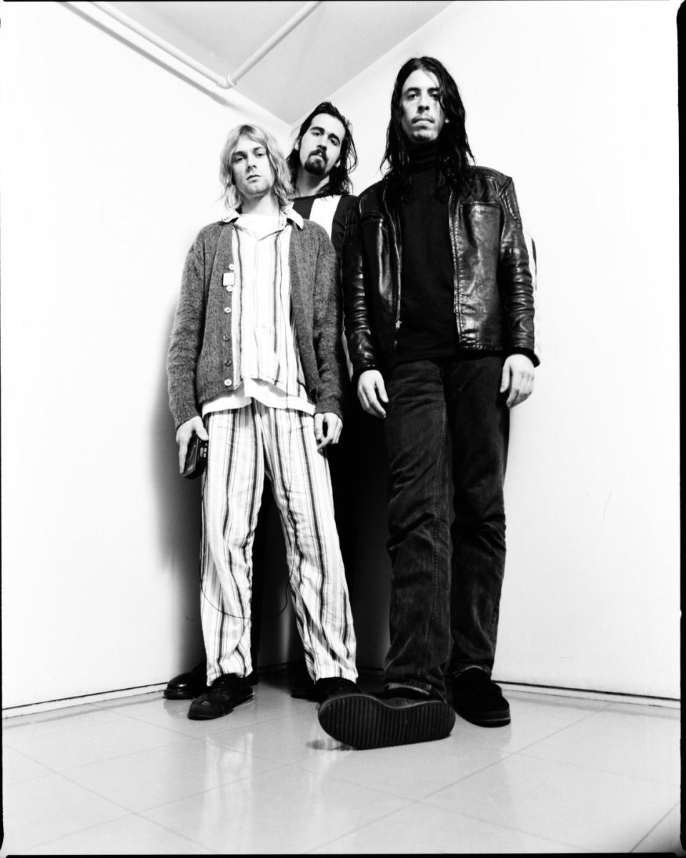 <p>Kurt Cobain and his bandmates pose backstage at a concert in Tokyo, Japan in 1992. </p>