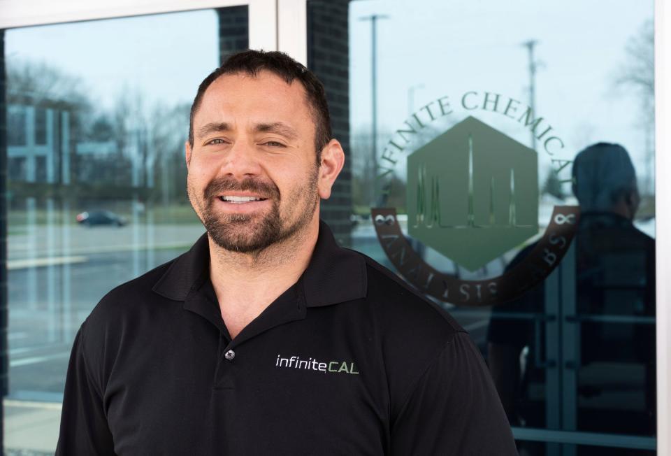 Infinite Chemical Analysis Labs owner and CEO Josh Swider stands outside of the laboratory in Jackson on Wednesday, April 10, 2024.