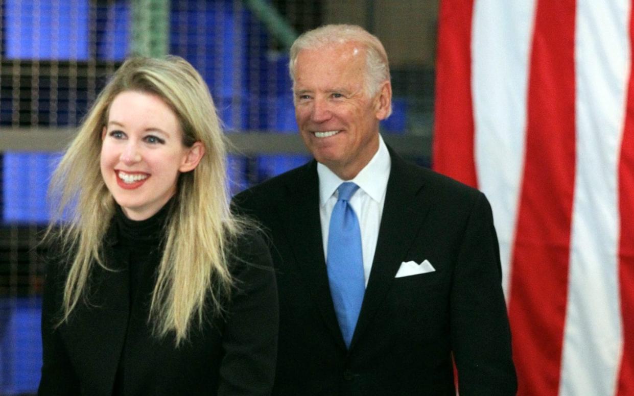 Elizabeth Holmes, founder and CEO of Theranos, and then Vice President Joe Biden, in 2015 - Getty Images