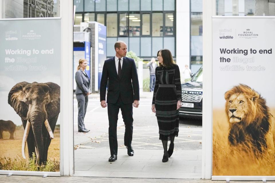Mandatory Credit: Photo by Alastair Grant/AP/Shutterstock (13438095e) Britain's Prince William arrives at the United for Wildlife Global Summit at the Science Museum in London, . The summit will bring together over 300 global leaders from law enforcement agencies, conservation organisations and private sector companies who are part of the UfW network, highlighting their pioneering work to drive policy change and support criminal investigations, while galvanising a re-doubling of effort in the collective fight to end the illegal wildlife trade for good Royals, London, United Kingdom - 04 Oct 2022