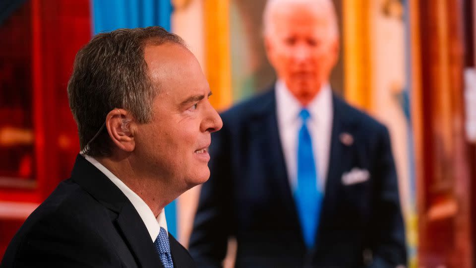 Rep. Adam Schiff appears on "Meet the Press" in Washington D.C., on July 7, 2024. - William B. Plowman/NBC/Getty Images