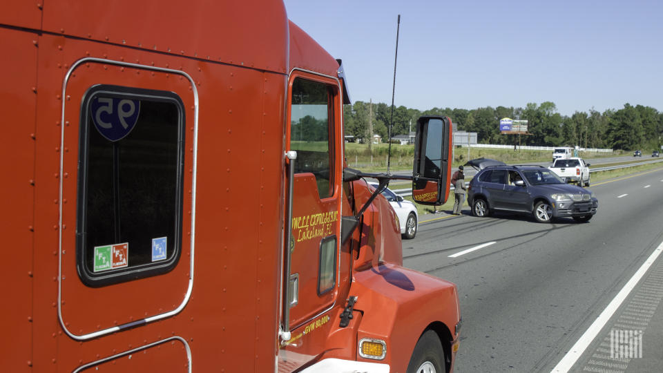 Truck near highway accident