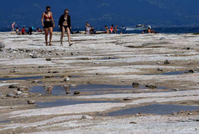 FILE PHOTO: Rocky beach emerges from Lake Garda following severe drought