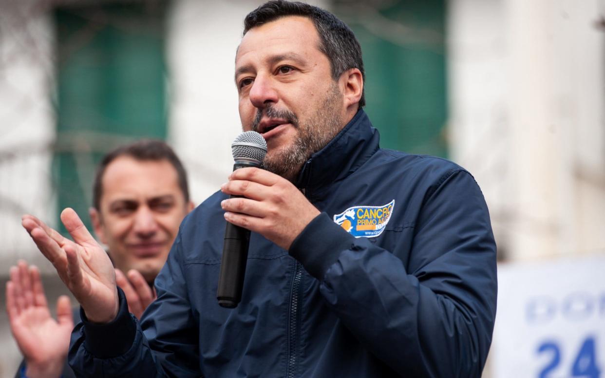Matteo Salvini on the campaign trail in the town of Muro Lucano in Basilicata - Getty Images Europe