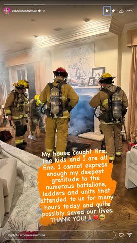 <p>Kimora Lee Simmons/Instagram</p> Simmons shared that her house caught fire in an Instagram post Saturday