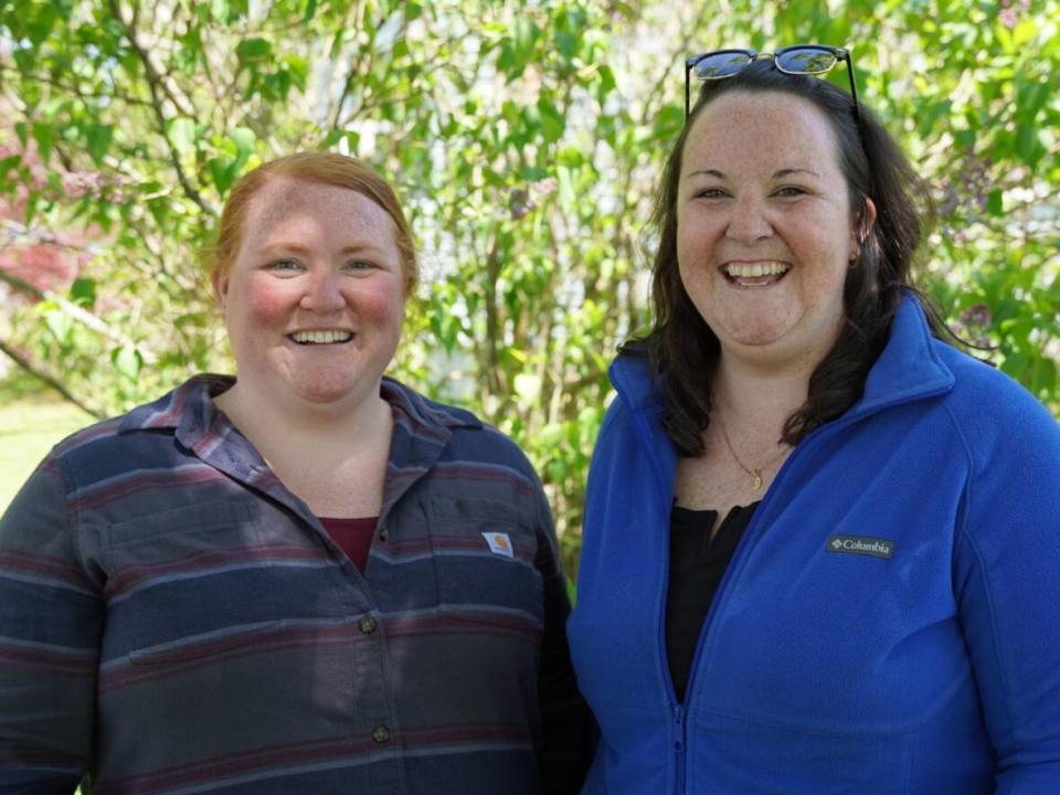 Farmers Amy VanderHeide, left, and Katie Keddy recently won an award from the province for their group, the Maritime Ag Women's Network. (David Laughlin/CBC - image credit)