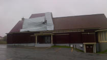 A new church roof on Munday Pond Road was stripped off by winds from tropical storm Leslie. 