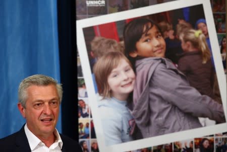 U.N. High Commissioner for Refugees Grandi attends a news conference in Geneva