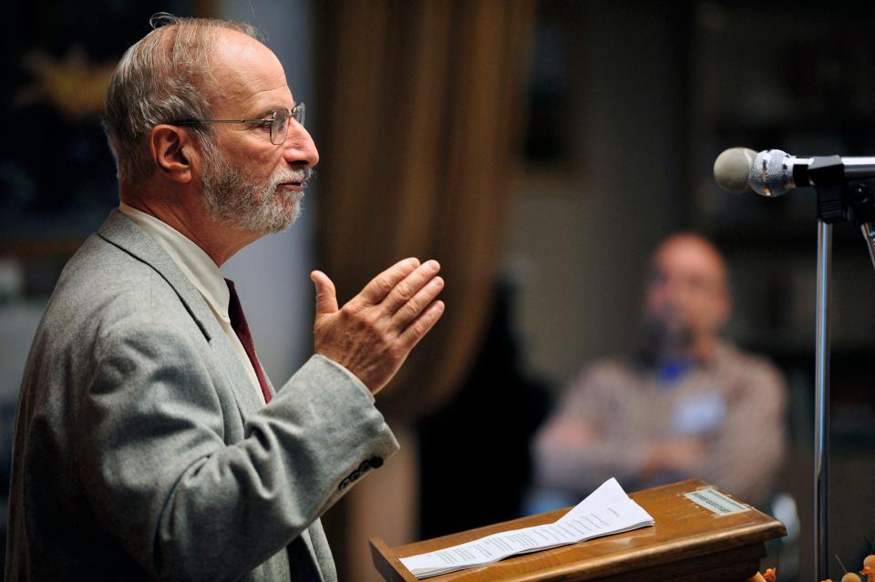 Joseph Chuman, leader of the Ethical Culture Society of Bergen County, speaks in 2012