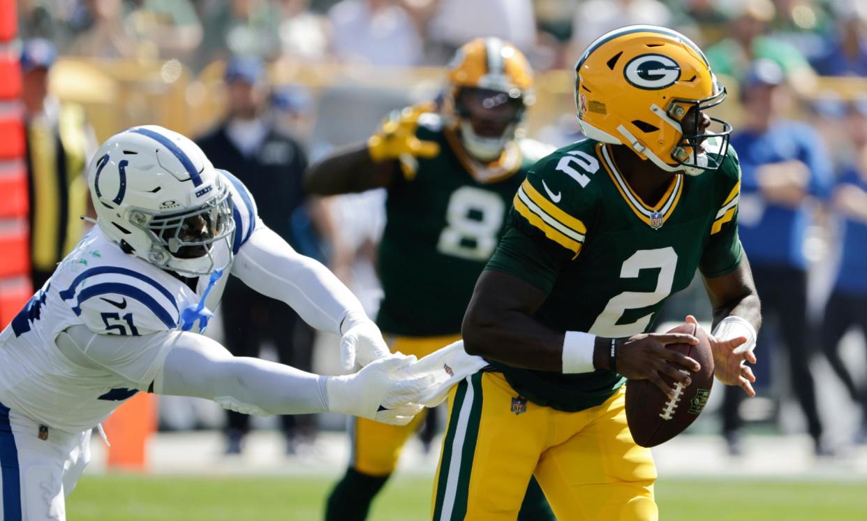 <span>Malik Willis helped the Packers to victory over the Colts.</span><span>Photograph: Mike Roemer/AP</span>