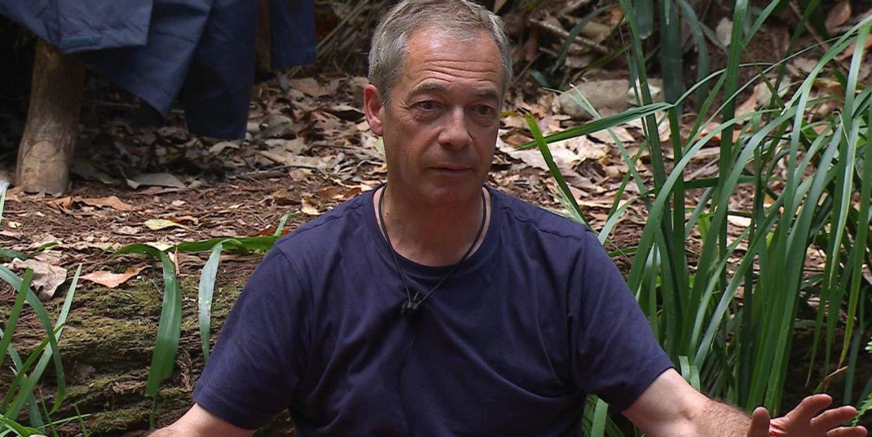 nigel farage on i'm a celebrity day 2