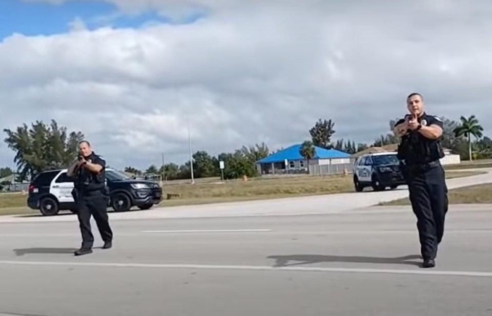 A cell phone recording posted on YouTube shows Cape Coral police using a TASER on a man walking along a Cape Coral street and carrying what he described as a tri-pod case.