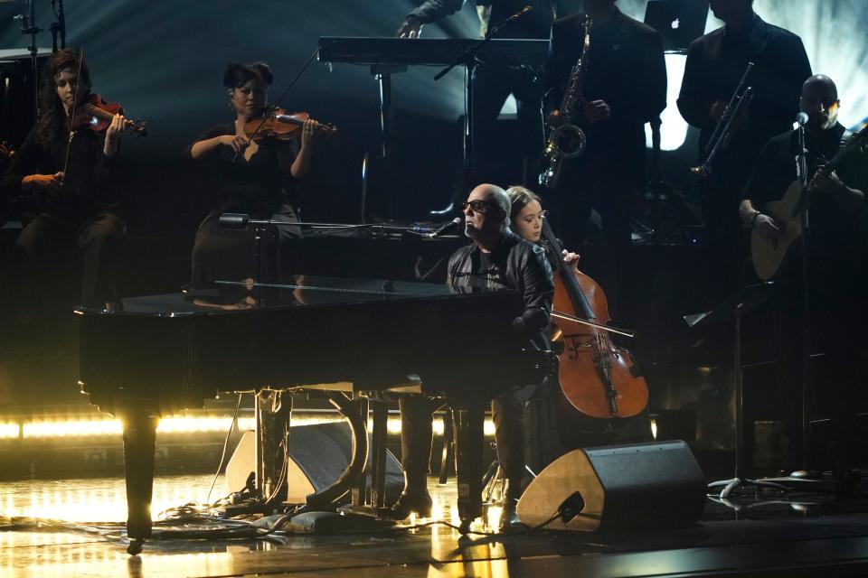 Billy Joel performs "Turn The Lights Back On" during the 66th Annual Grammy Awards at Crypto.com Arena in Los Angeles on Sunday, Feb. 4, 2024. Mandatory Credit: Robert Hanashiro-USA TODAY