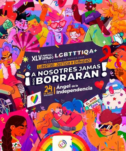 Cartel de la Marcha del Orgullo LGBTTTIQA+ 2023 CDMX