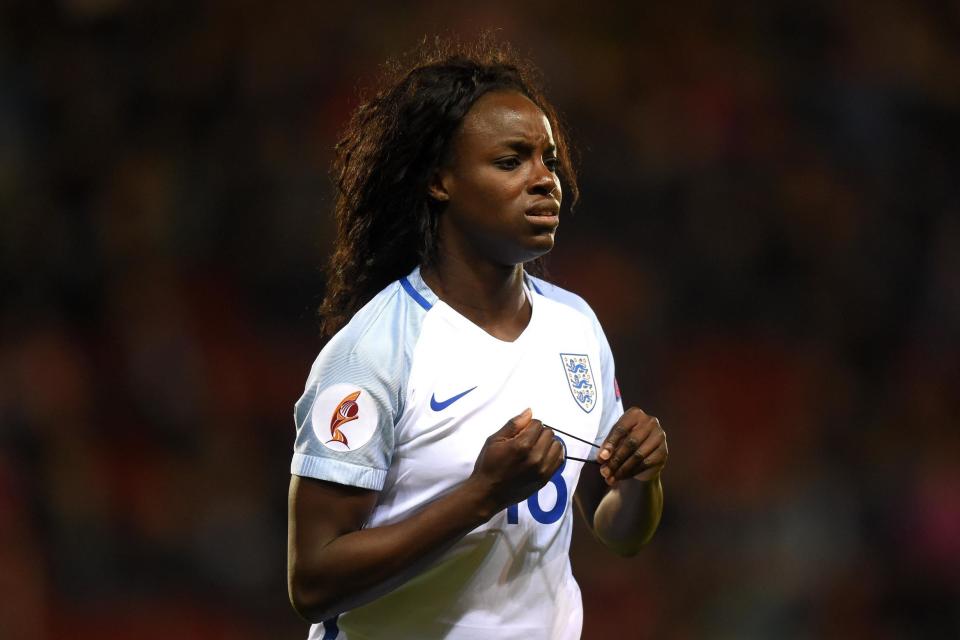 The FA has apologised to Eniola Aluko (pictured) after a new report found former England women's manager Mark Sampson made racial remarks towards her: Getty Images