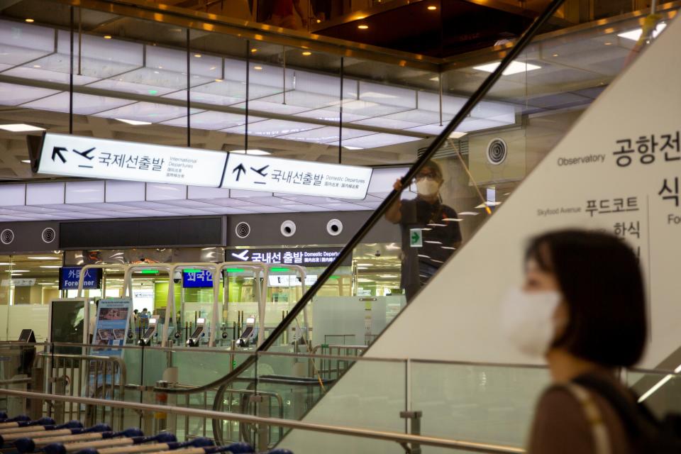 Passengers are seen at the Jeju International Airport in Jeju, South Korea, July 17, 2022. (Photo by Wang Yiliang/Xinhua via Getty Images)