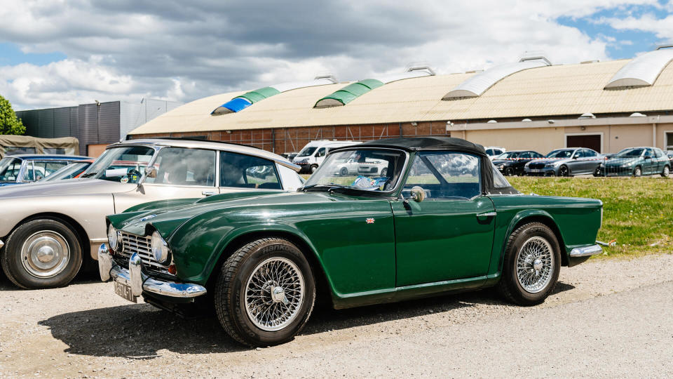 STRASBOURG, FRANCE - APR 30, 2018: Beautiful Triumph Spitfire 4 MK2 1965 Green parked on the street on a sunny day.