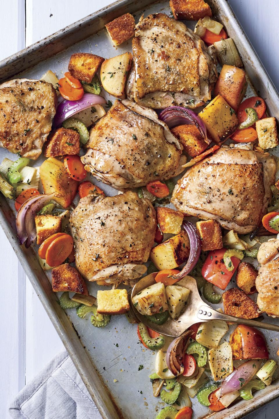 Sheet Pan Chicken with Dressing