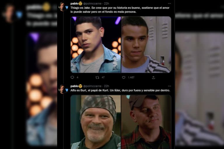 Tanto las personalidades como el aspecto físico fueron el foco de comparación (Captura Twitter @polmccarne)