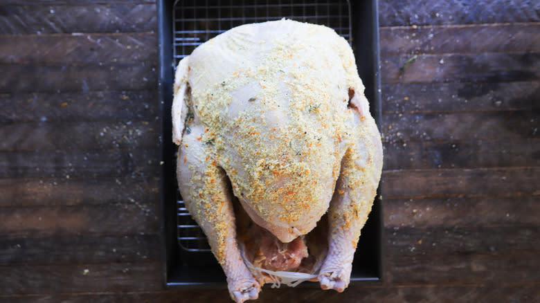 Dry brine rubbed turkey