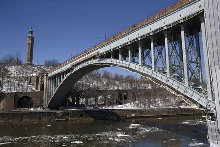 The High Bridge brick pathway spanning the Harlem River connecting the Bronx and Manhattan boroughs, is seen from the Bronx in New York March 6, 2015. REUTERS/Shannon Stapleton