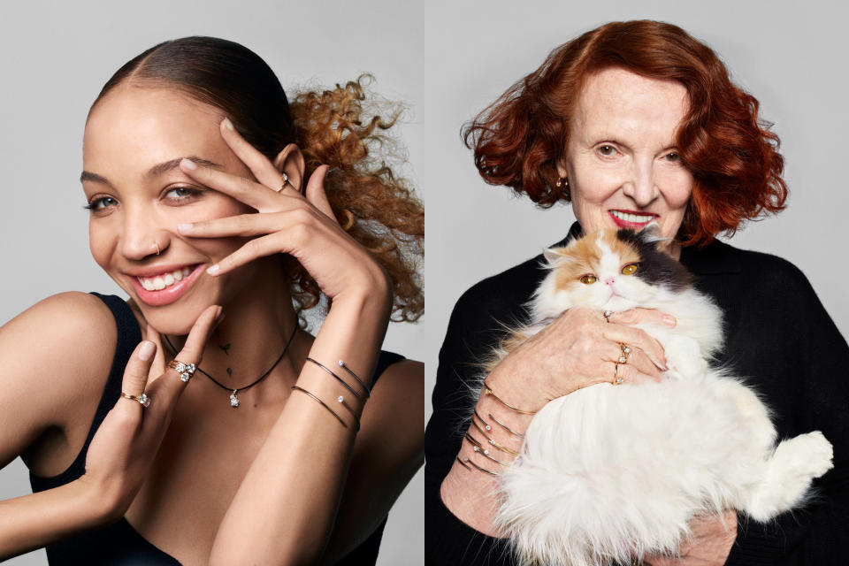 Justina Miles and Grace Coddington are among the stars of the new Pandora campaign for its lab-grown diamond collections.