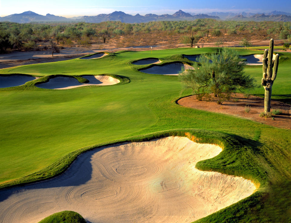 This undated image released by The JW Marriott Desert Ridge shows the golf course at the Wildfire Golf Club in Phoenix, Ariz. Twenty years ago, many Phoenix-area resorts shut down for the summer because of the heat, but now substantial deals are offered that attract locals and tourists alike. (AP Photo/The JW Marriott Desert Ridge)