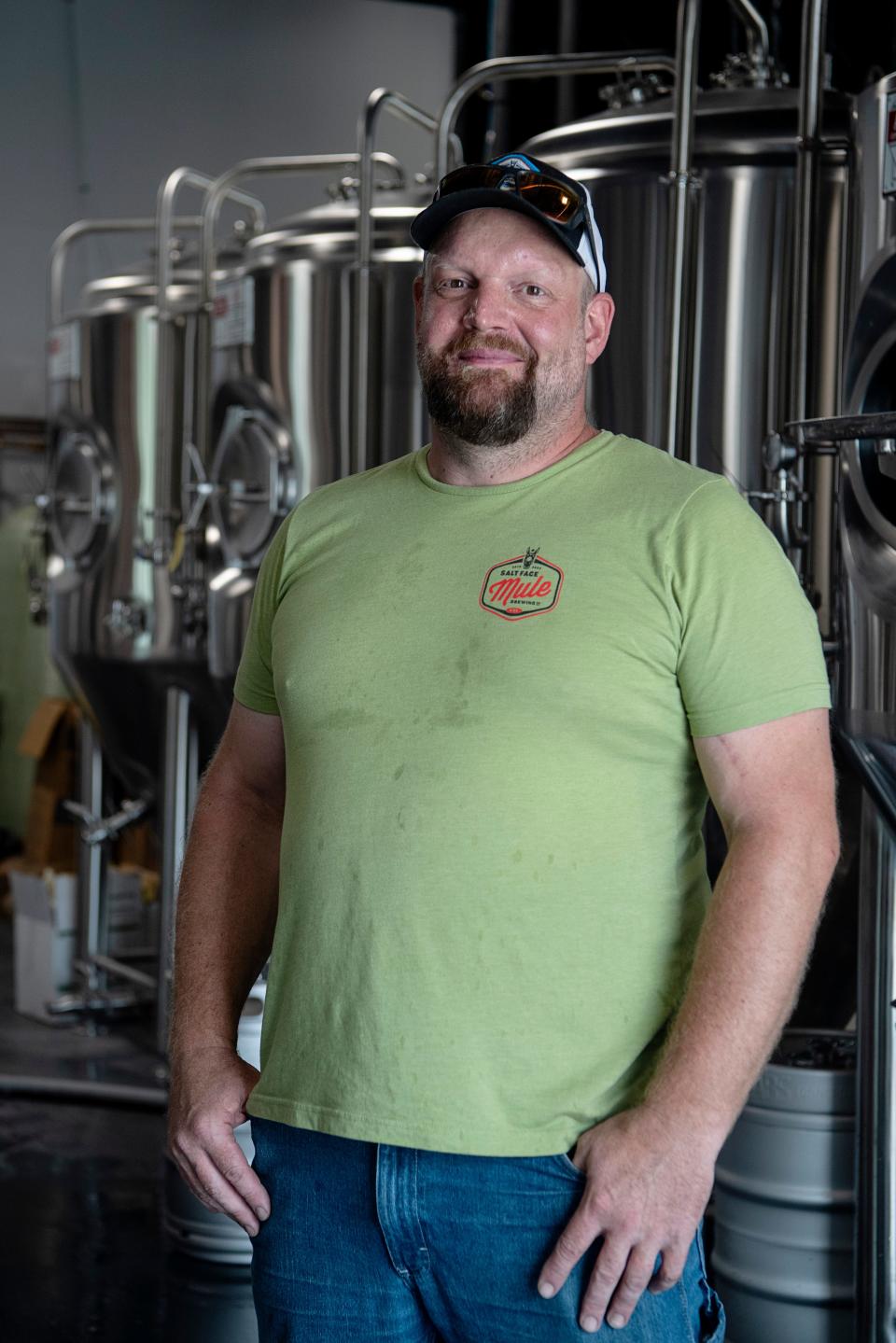 Ray Dobens, head brewer at Salt Face Mule in Woodfin July 17, 2023.