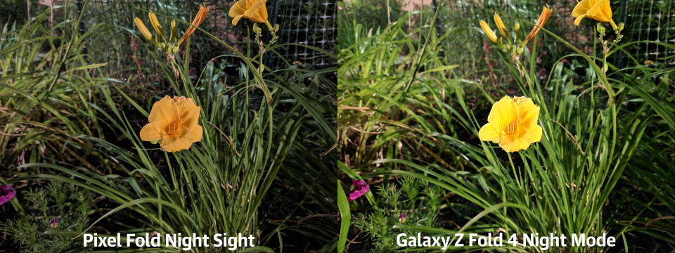 <p>A camera sample from the Google Pixel Fold compared to a similar shot taken by the Samsung Galaxy Z Fold 4.</p> 