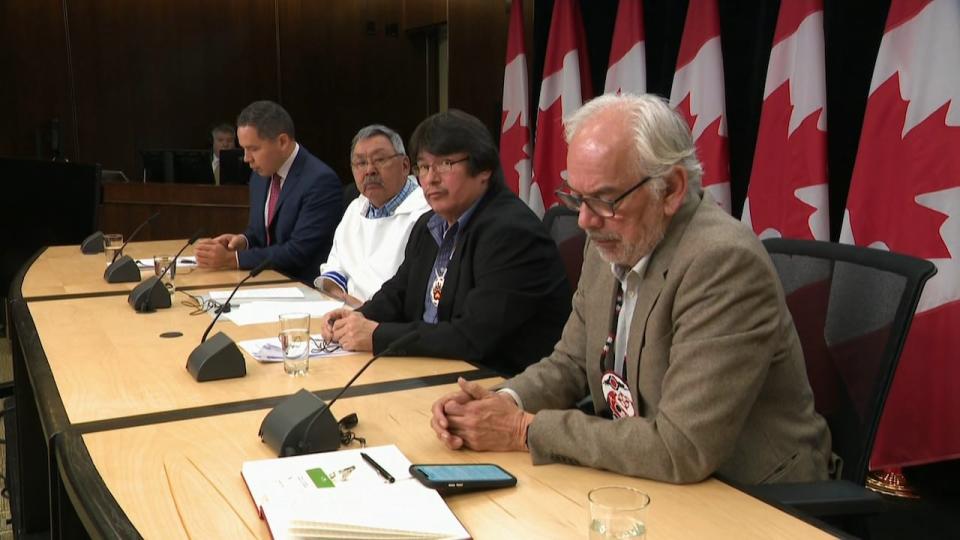 Inuit Tapiriit Kanatami President Natan Obed, Nunatsiavut President Johannes Lampe, Innu Nation Grand Chief Simon Pokue and Ghislain Picard, regional chief of Quebec and Labrador for the Assembly of First Nations, are in Ottawa this week to dispute an MOU signed between NunatuKavut and the federal government.