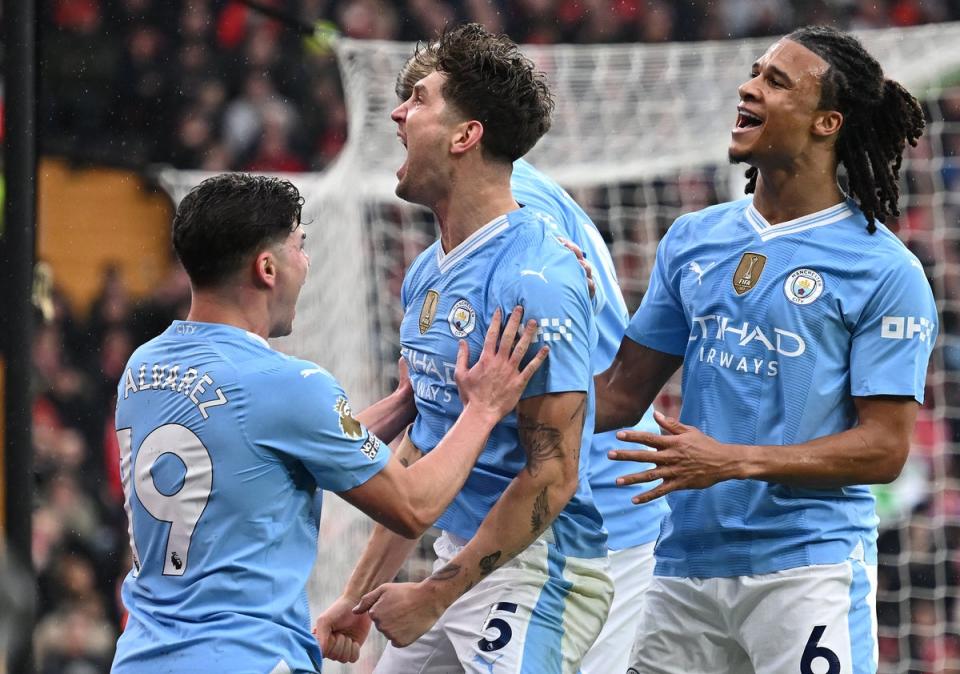 Stones celebrates his goal (AFP via Getty Images)