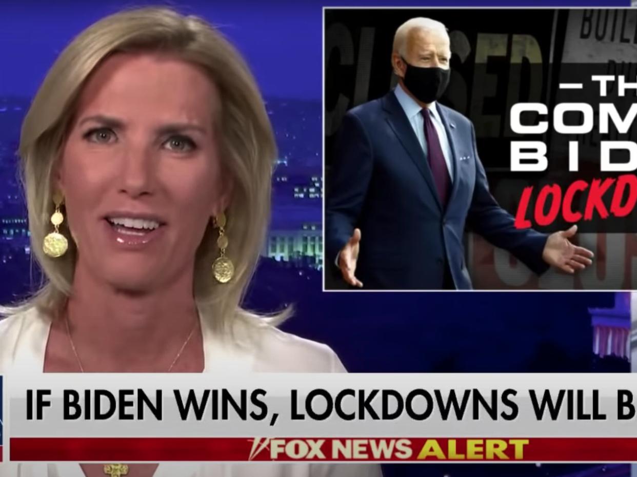 Laura Ingraham warns of “Biden lockdowns” (Fox News)