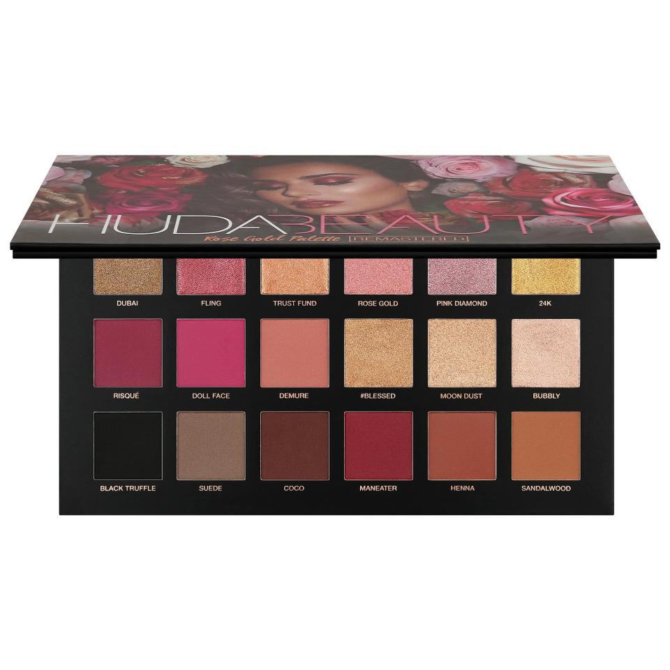 <p><strong>HUDA BEAUTY</strong></p><p>Sephora</p><p><strong>$65.00</strong></p><p><a href="https://go.redirectingat.com?id=74968X1596630&url=https%3A%2F%2Fwww.sephora.com%2Fproduct%2Frose-gold-remastered-eyeshadow-palette-P432059&sref=https%3A%2F%2Fwww.seventeen.com%2Fbeauty%2Fg34533967%2Fsephora-holiday-sale-2020%2F" rel="nofollow noopener" target="_blank" data-ylk="slk:Shop Now;elm:context_link;itc:0;sec:content-canvas" class="link ">Shop Now</a></p>