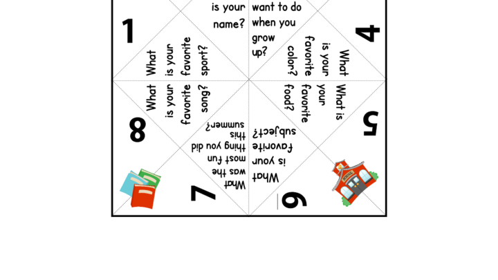 back to school activities cootie catcher game