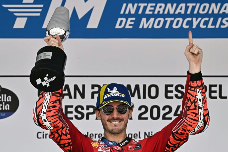 Francesco Bagnaia vainqueur à Jerez le 28 avril 2024 (JAVIER SORIANO)