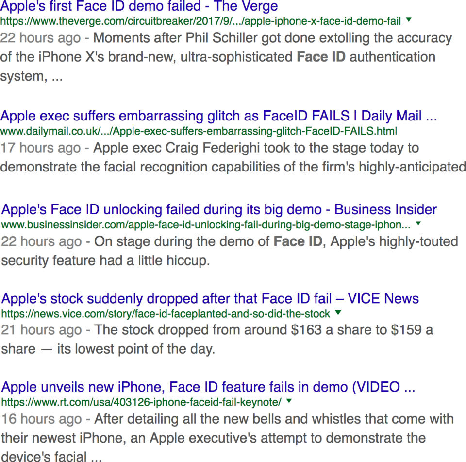 Some of the stories describing a technology failure onstage.