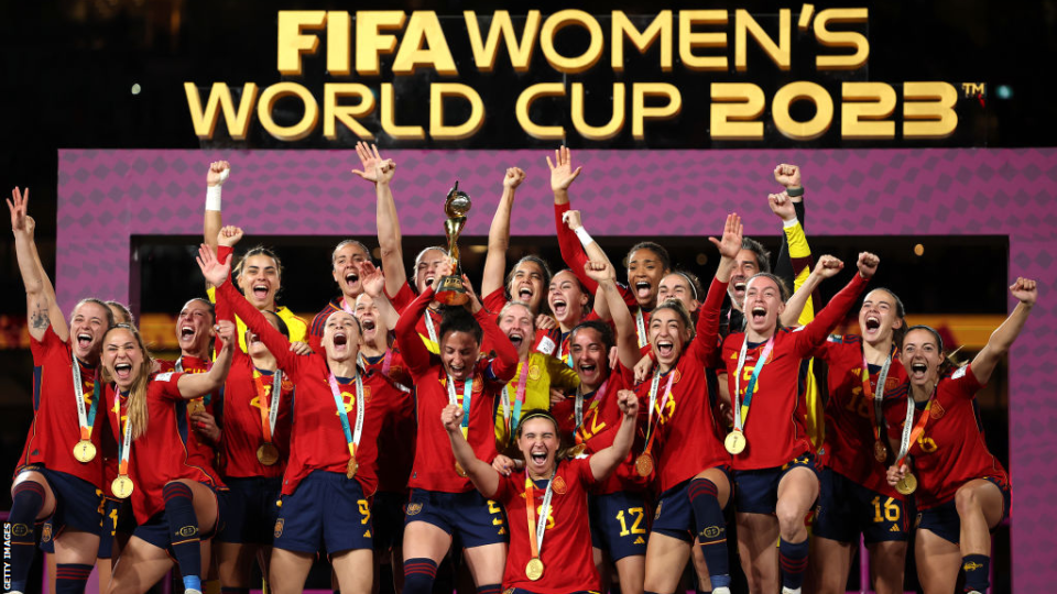 Spain celebrate winning their first Women's World Cup