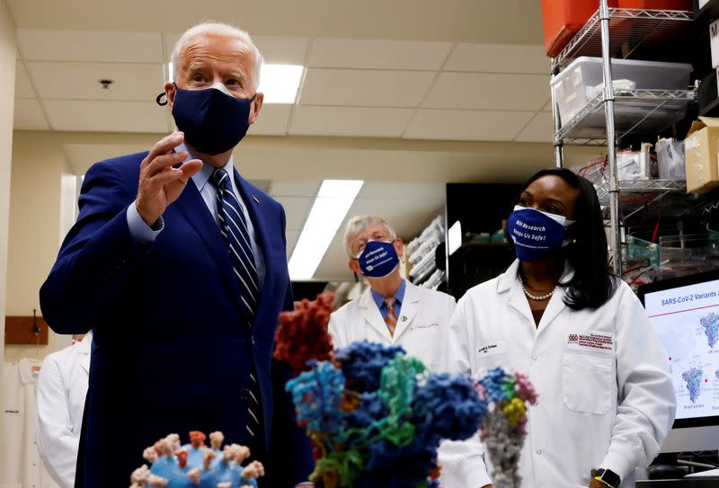 U.S. President Joe Biden visits the National Institutes of Health (NIH) in Bethesda, Maryland