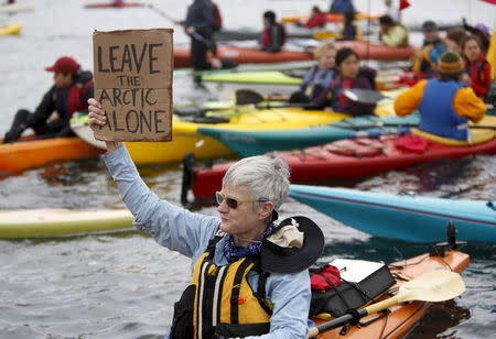 Activists protest at Terminal 5 at the Port of Seattle, Washington May 16, 2015. REUTERS/Jason Redmond