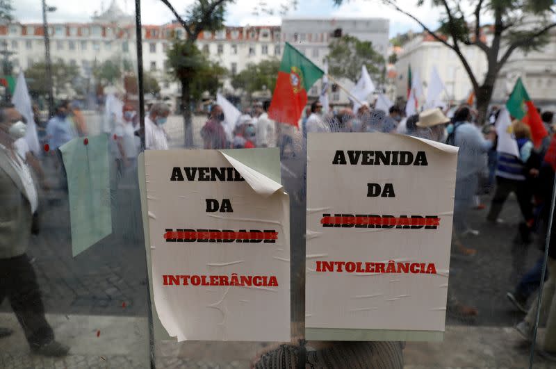 Supporters of Portugal's far-right Chega protest in Lisbon