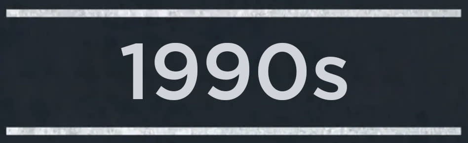 A banner that reads "1990s"