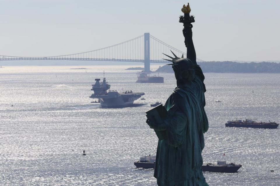 The ship anchored about two miles from Manhattan in the Hudson River (Getty Images)
