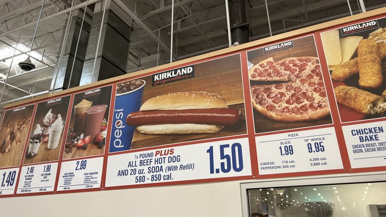 U.S. Costco food court menu 