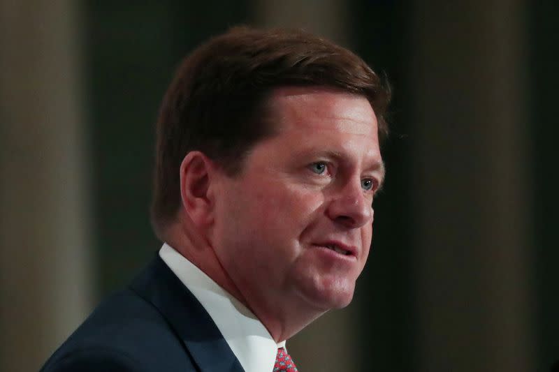 FILE PHOTO: Jay Clayton, Chairman of the U.S. Securities and Exchange Commission, speaks at the Economic Club of New York luncheon in New York City