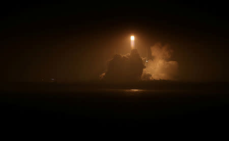 Long March-7 rocket carrying Tianzhou-1 cargo spacecraft lifts off from the launching pad in Wenchang, Hainan province, China April 20, 2017. REUTERS/Stringer