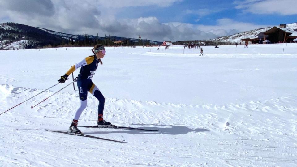 Clara Statkus races to third place in the 5-kilometer girls skate state event during the Colorado state Nordic ski championships on Thursday at YMCA of the Rockies Snow Mountain Ranch in Granby.