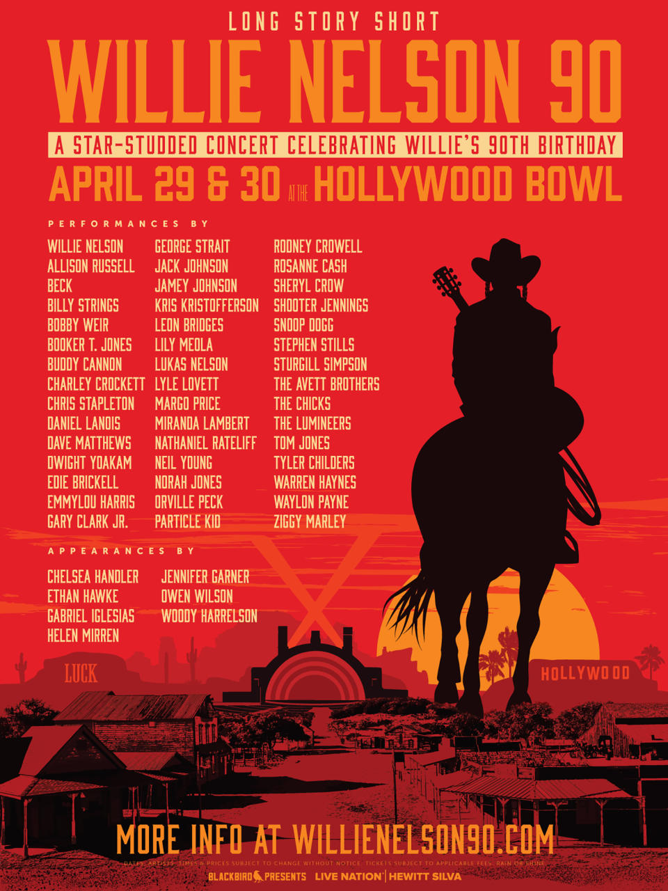 Willie Nelson 90 lineup poster