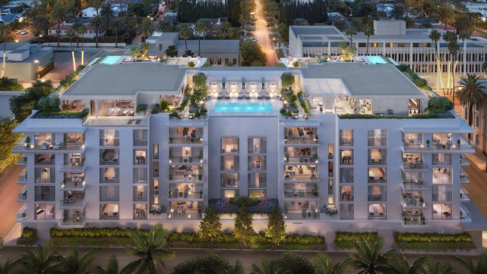 The striking exterior of the Mandarin Oriental Residences, Beverly Hills. - Credit: DBOX for SHVO